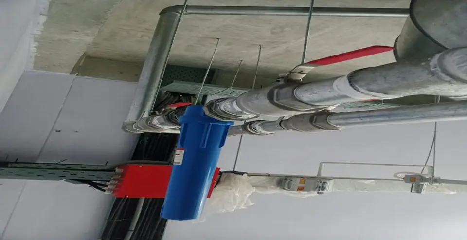 Moisture separator installed on overhead piping