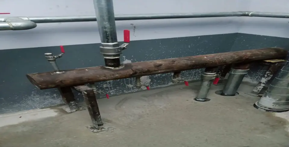 Header and piping works in a utility area