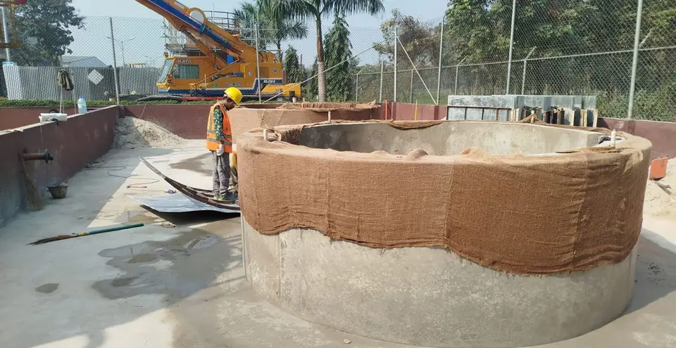 Ring wall foundation under curing